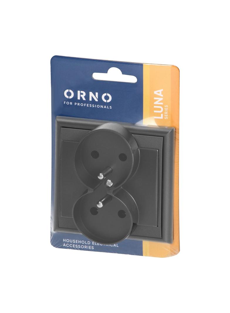 Gniazdo podwójne podtynkowe 2x2P+Z Luna, 16A, 250V, PT-6LR, czarny