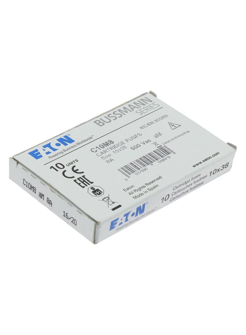 CYLINDRICAL FUSE 10 x 38 8A AM 500V AC Wkładka cylindryczna 10 x 38mm 8A AM 500V AC C10M8 EATON