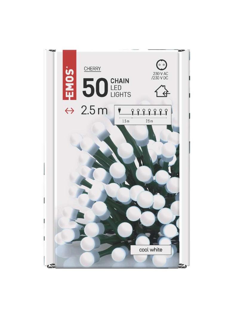 Lampki choinkowe kulki 50 LED 2,5m zimna biel IP20 D5GC01 EMOS