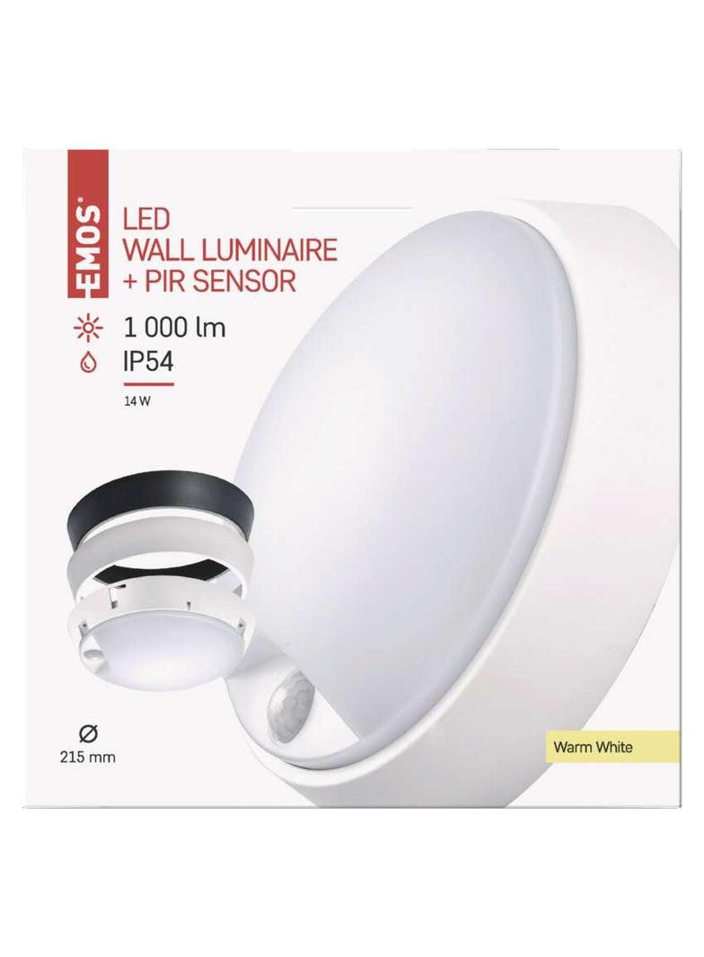 Oprawa LED okrągła PIR 14W IP54 ciepła biel ZM3131 EMOS