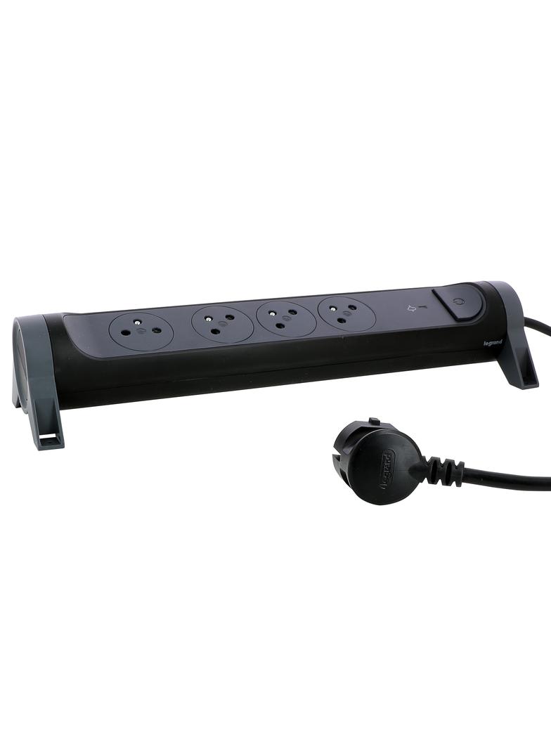 PRZEDŁUŻACZ PREMIUM, OBROTOWY, 4X2P+Z, Z OGRANICZNIKIEM PRZEPIĘĆ, Z PRZEWODEM 1.5 METRA 3X1.0 MM2 -