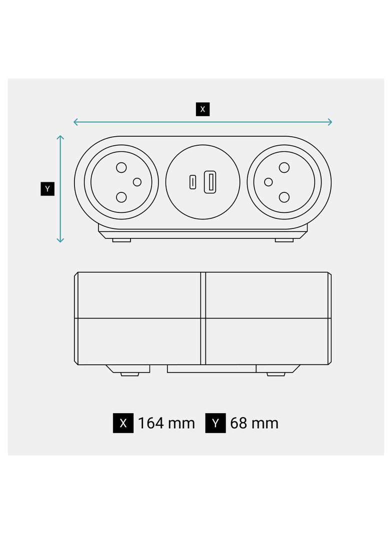 INCARA: LINK'ON - 4X2P+Z / 2XUSB A+C / ZŁĄCZE WIELAND - 2,5 M-CZARNY, Legrand