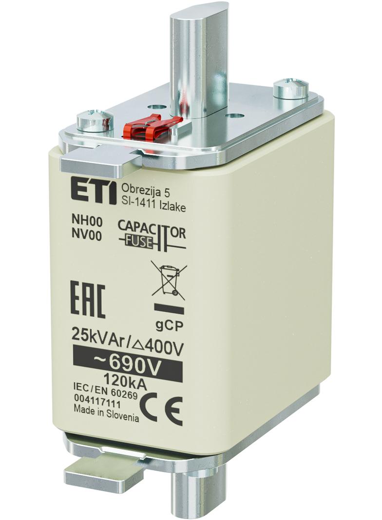 Wkładka topikowa NH kondensatorowa NH00 gCP 25kVAr/690V 004117111 ETI