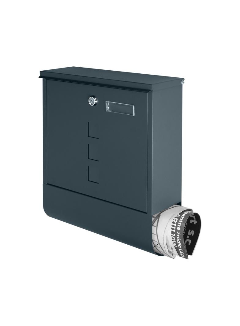 Skrzynka na listy HAITI z galwanizowanej stali z gazetnikiem i okienkami i wizytownikiem antracyt MB