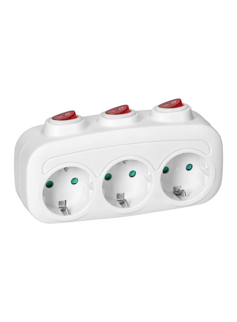 Rozgałęźnik 3x2P+Z z 3 włącznikami Schuko ES-3(GS) ORNO