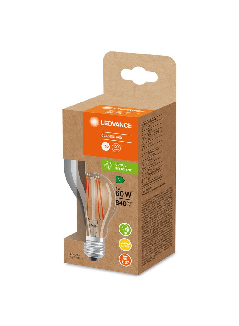 Lampa LED Classic A60 energooszczędna szkło przezroczyste 4W 830 E27 LEDVANCE