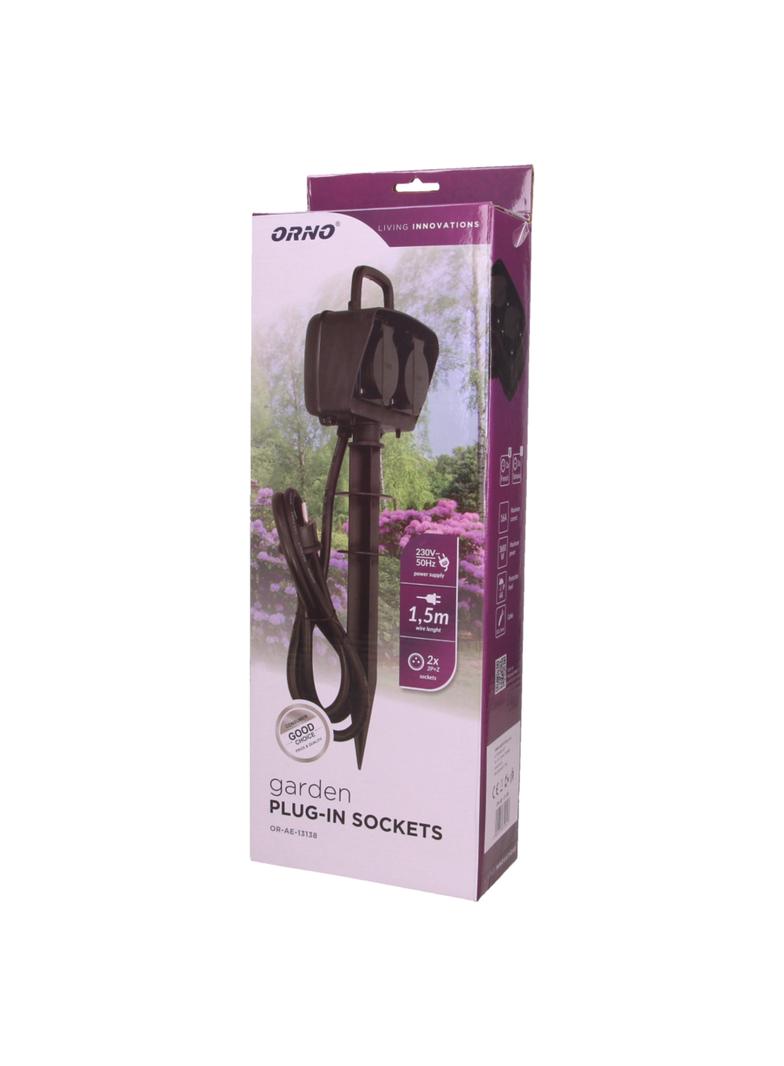 Gniazdo ogrodowe 2x2P+Z IP44 przewód 1,5m H07RN-F 3x1,5mm2 OR-AE-13138 ORNO