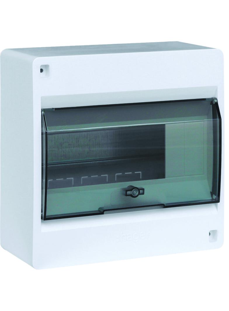 IC2 Rozdzielnica 1x8 natynkowa IP40 drzwi transparentne VD108TP HAGER