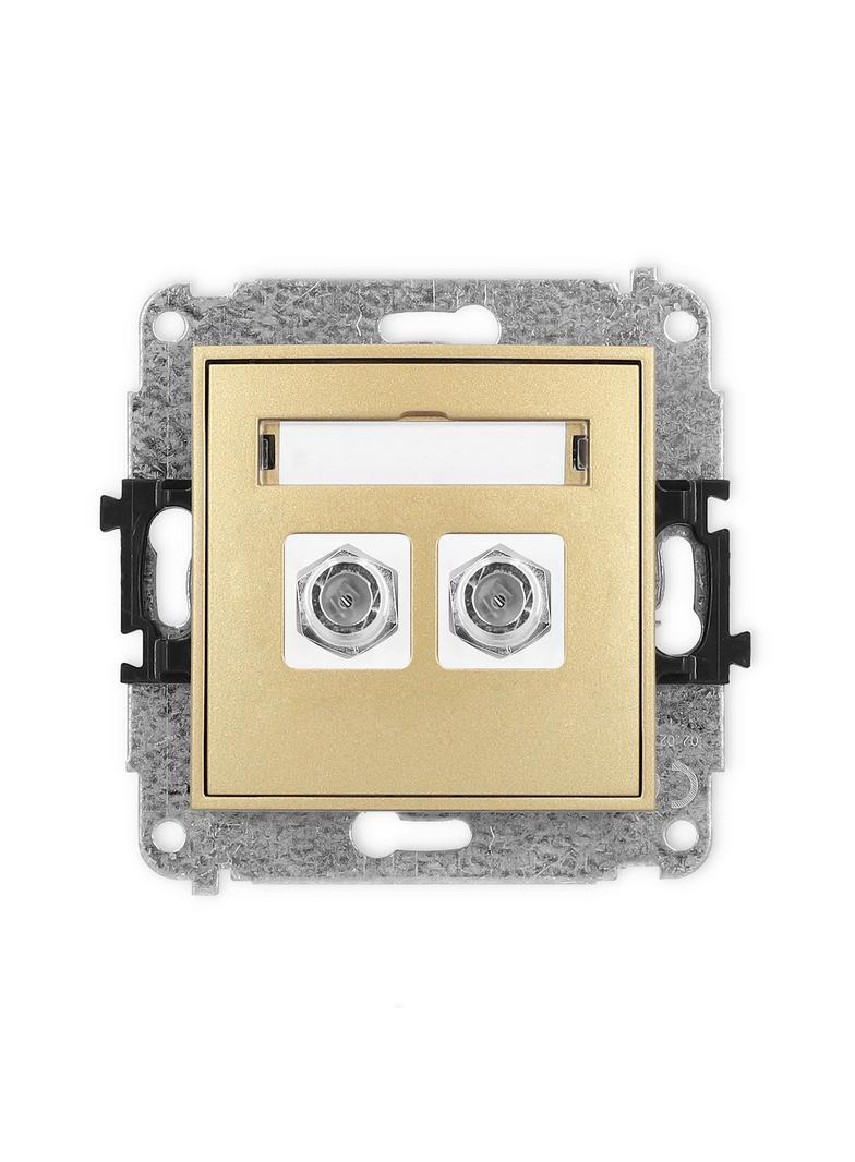 ICON Mechanizm gniazda antenowego podwójnego typu F (SAT) niklowany złoty