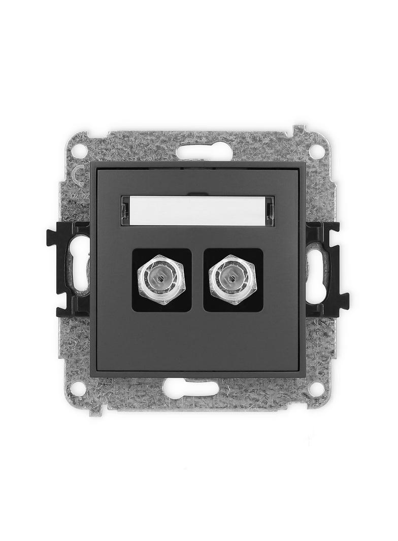 ICON Mechanizm gniazda antenowego podwójnego typu F (SAT) niklowany grafitowy mat