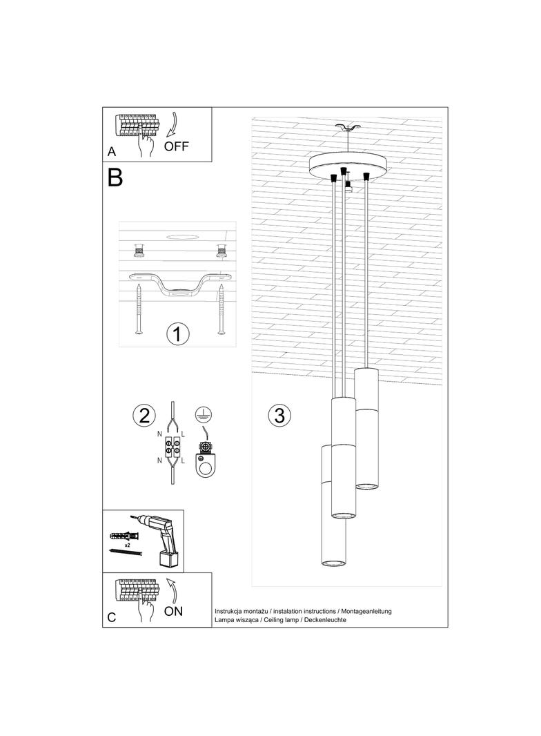 Lampa wisząca BORGIO 3P czarny