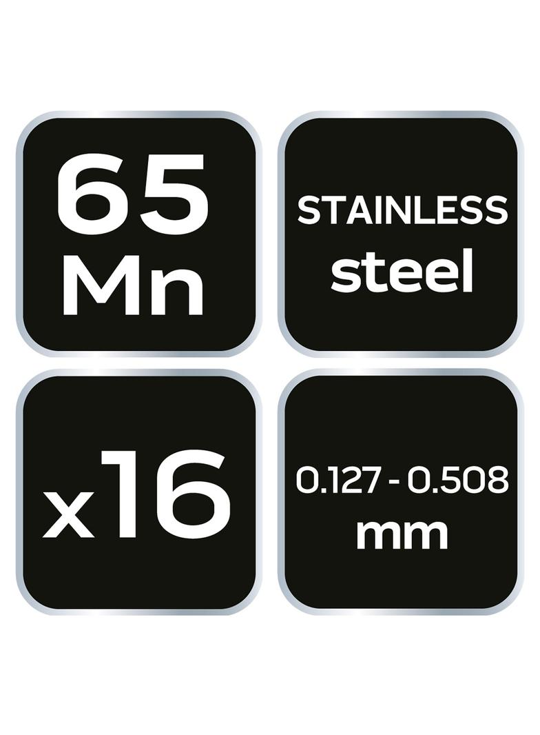 Szczelinomierz 16 listków odgiętych (0.127 - 0.508mm) 65MN/stal nierdzewna