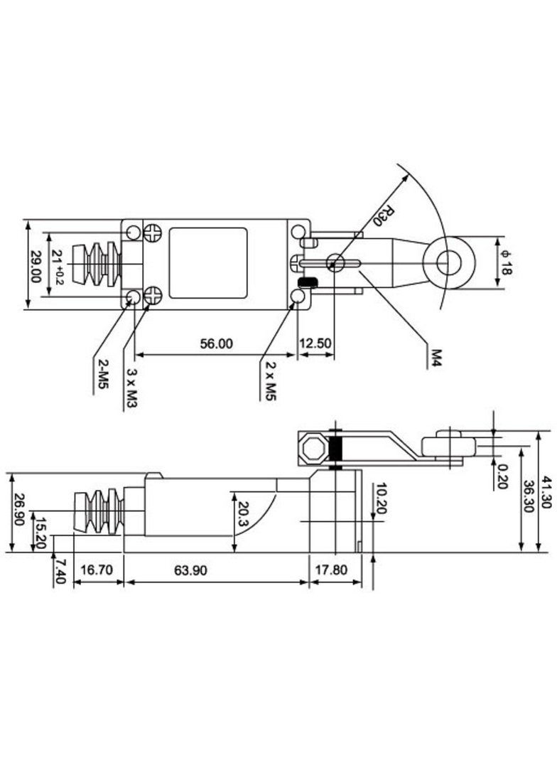 ŁĄCZNIK KRAŃCOWY (METAL / TWORZYWO) DŹWIGNIA Z ROLKĄ