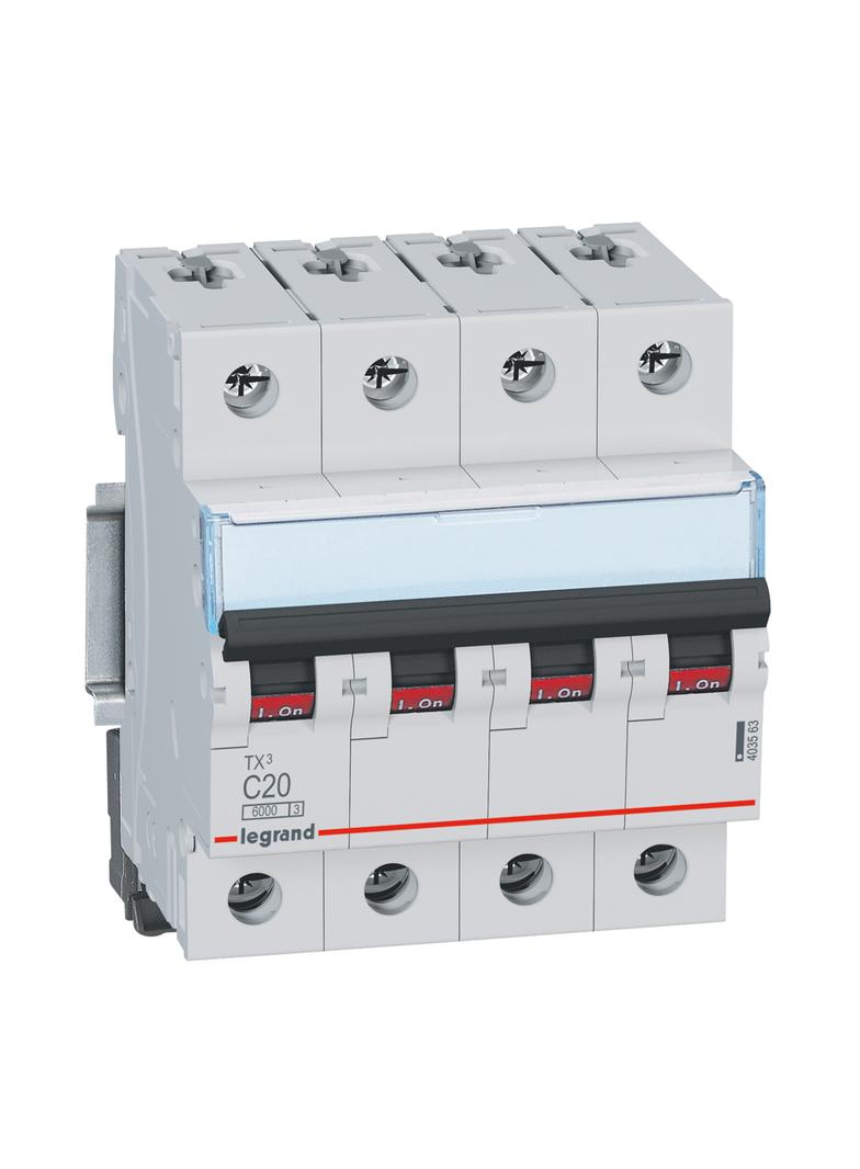 WYŁĄCZNIK NADPRĄDOWY S 304 4P C 20A 6000A SERII TX3, Legrand