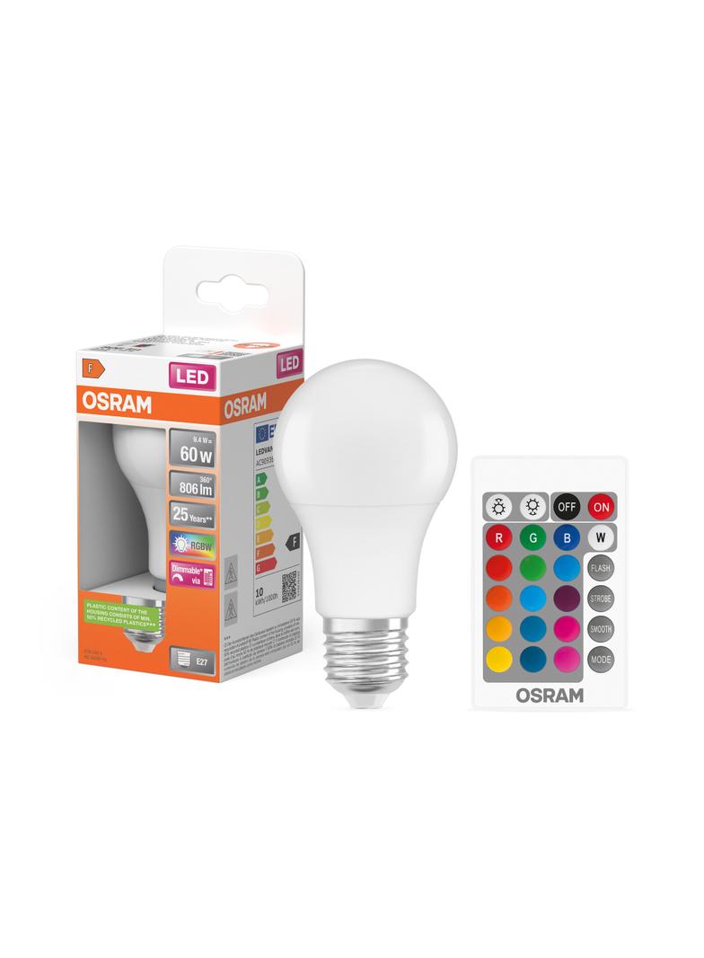 Żarówka LED 9W 60W E27 806lm OSRAM RGBW + PILOT