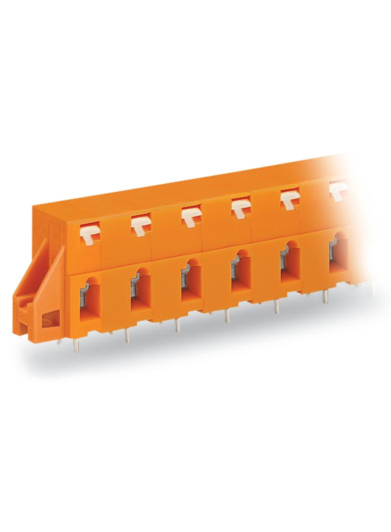 listwa przepustowa do p. drukowanych 5-bieg. pomarańczowa raster 10,16 mm