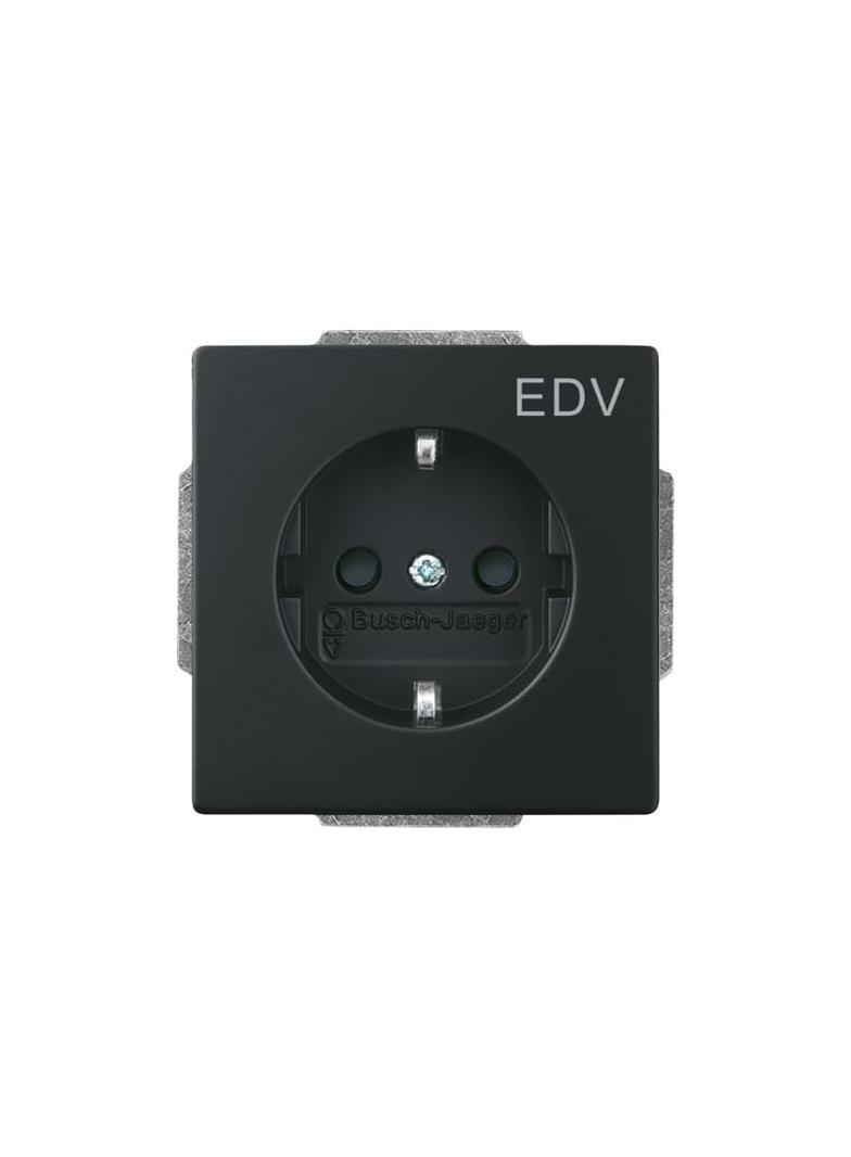 FUTURE Gniazdo SCHUKO Z nadrukiem „EDV” Z szybkozłączami Z uziemieniem, 2P+E Z przesłonami czarny ma 2CKA002013A5332 ABB