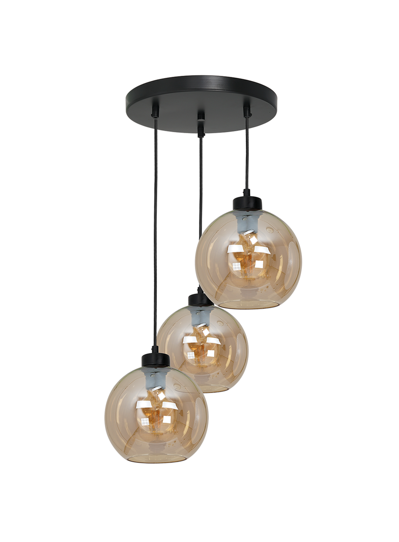Milagro lampa wisząca Sofia Amber 3xE27 czarna MLP6584