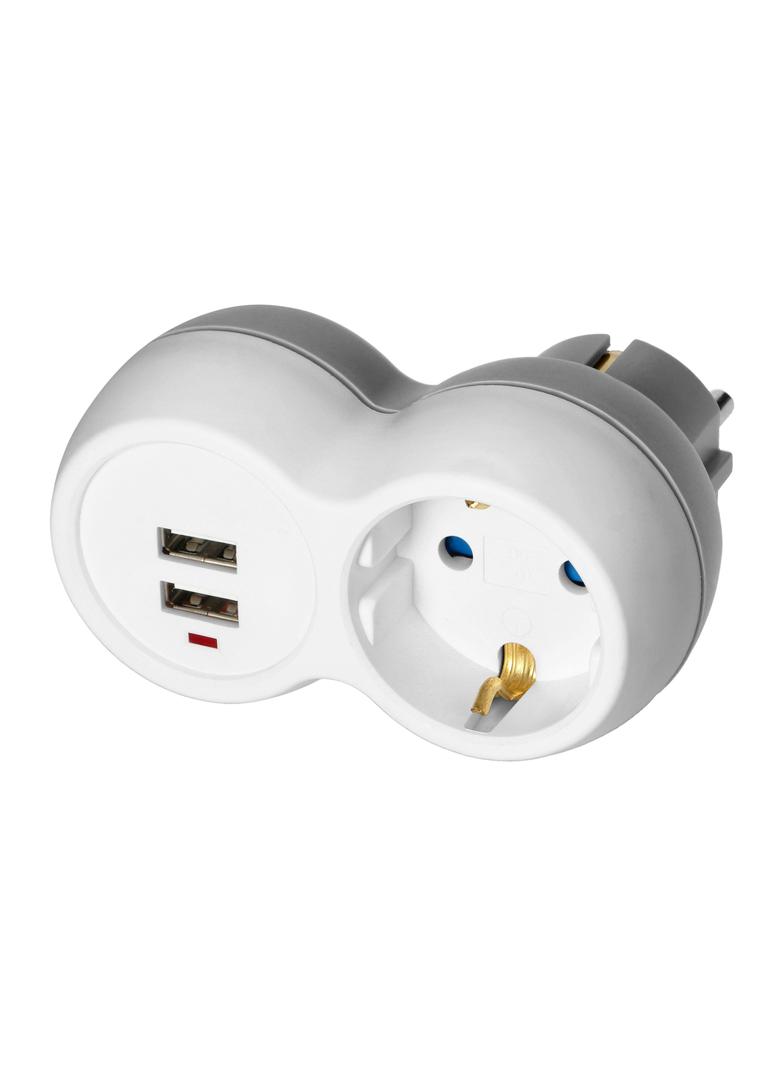 Rozgałęźnik + 2xUSB (Schuko) biało-szary OR-AE-13246(GS) ORNO