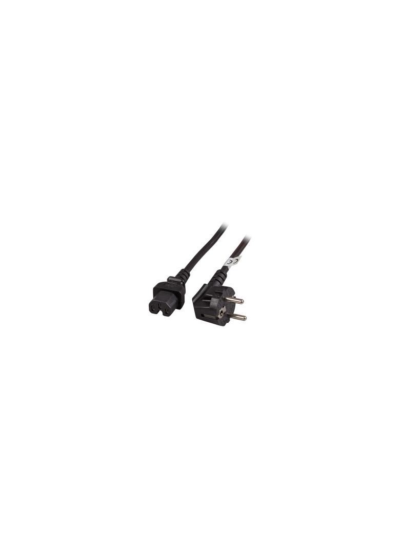 Kabel zasilający Schuko 90° - C15 180° 1,8m czarny