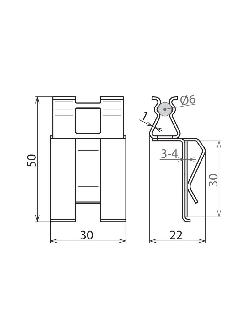 Zacisk DEHNclip do prętów zbrojenia i płaskownika 6-7 / 30 mm, sprężynowy, bezśrubowy, stal nieocynk