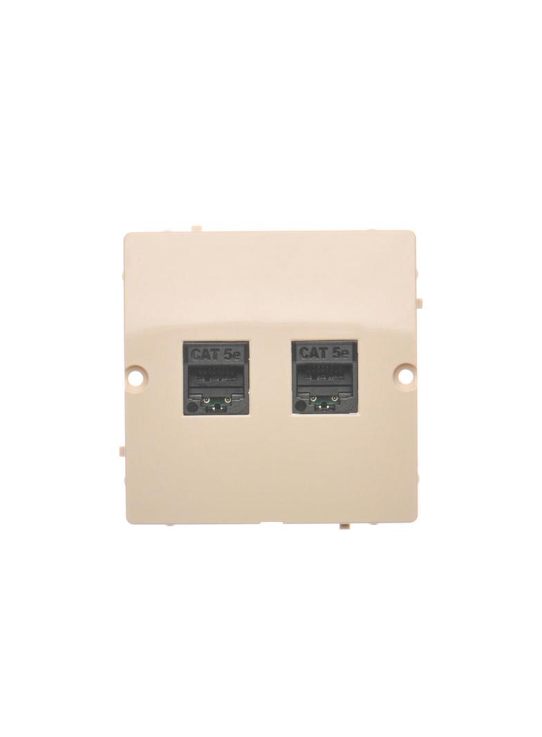 Simon Basic Gniazdo komputerowe RJ45 podwójne kategoria 5e . Montaż gniazda na wkręty do puszki beż BMF52.02/12 KONTAKT