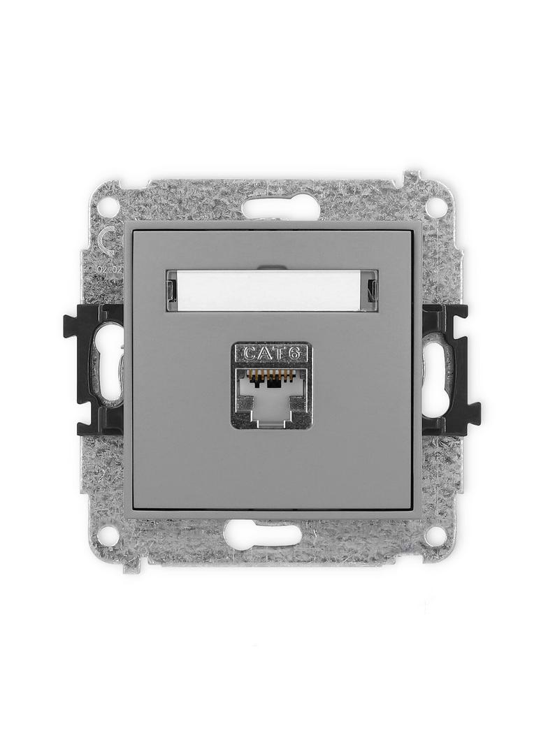 ICON Mechanizm gniazda komputerowego pojedynczego 1xRJ45, kat. 5e, ekranowany, 8-stykowy szary mat