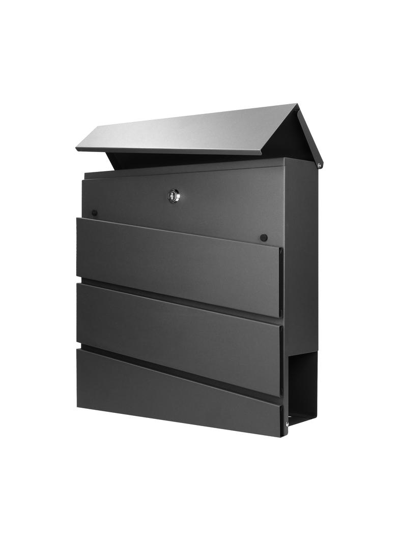 Skrzynka na listy BORNEO z galwanizowanej stali z gazetnikiem kolor czarny MB-1/B ORNO