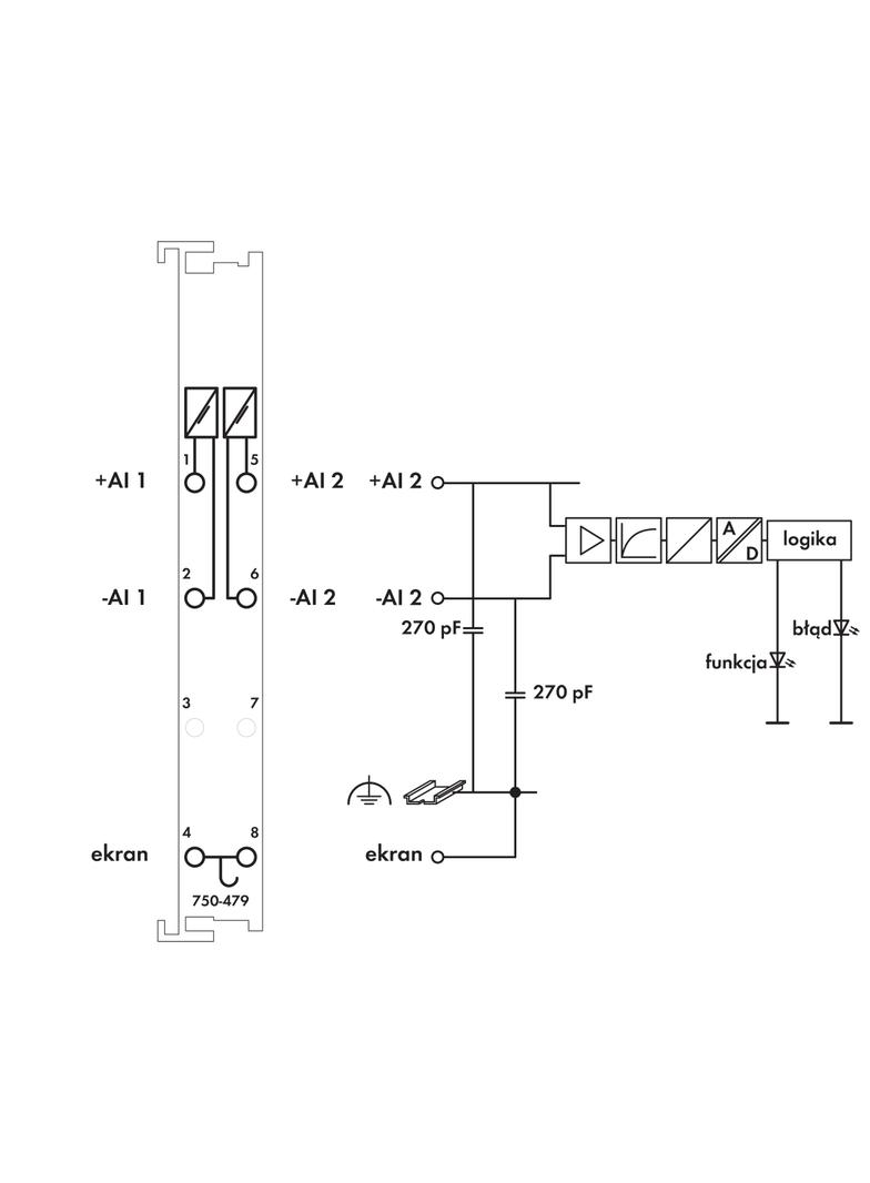 moduł 2AI +-10V DC wejścia różnicowe WAGO
