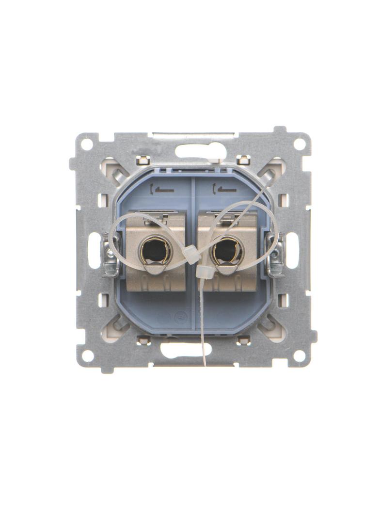 Simon 55 Gniazdo komputerowe podwójne RJ45 kategoria 6 ekranowane z przesłoną przeciwkurzową Szampań