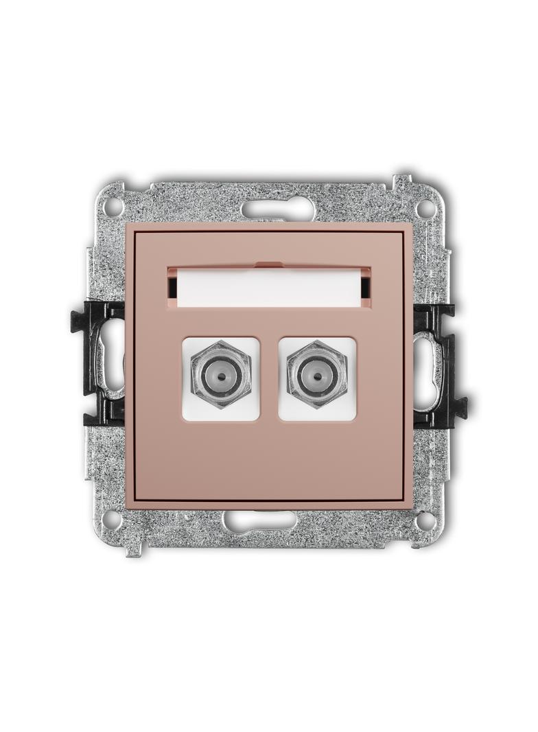 ICON Mechanizm gniazda antenowego podwójnego typu F (SAT) niklowany łososiowy