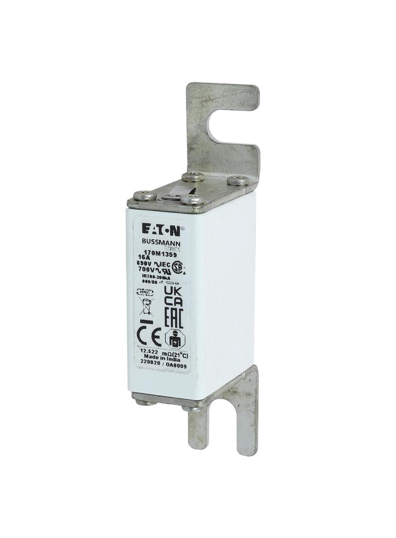 16A 690V IEC gR 000/80 SQ.BODY IND. FUSE Wkładka szybka 16A AC 690V DIN 000 21x40x100 mm, 170M1359 E