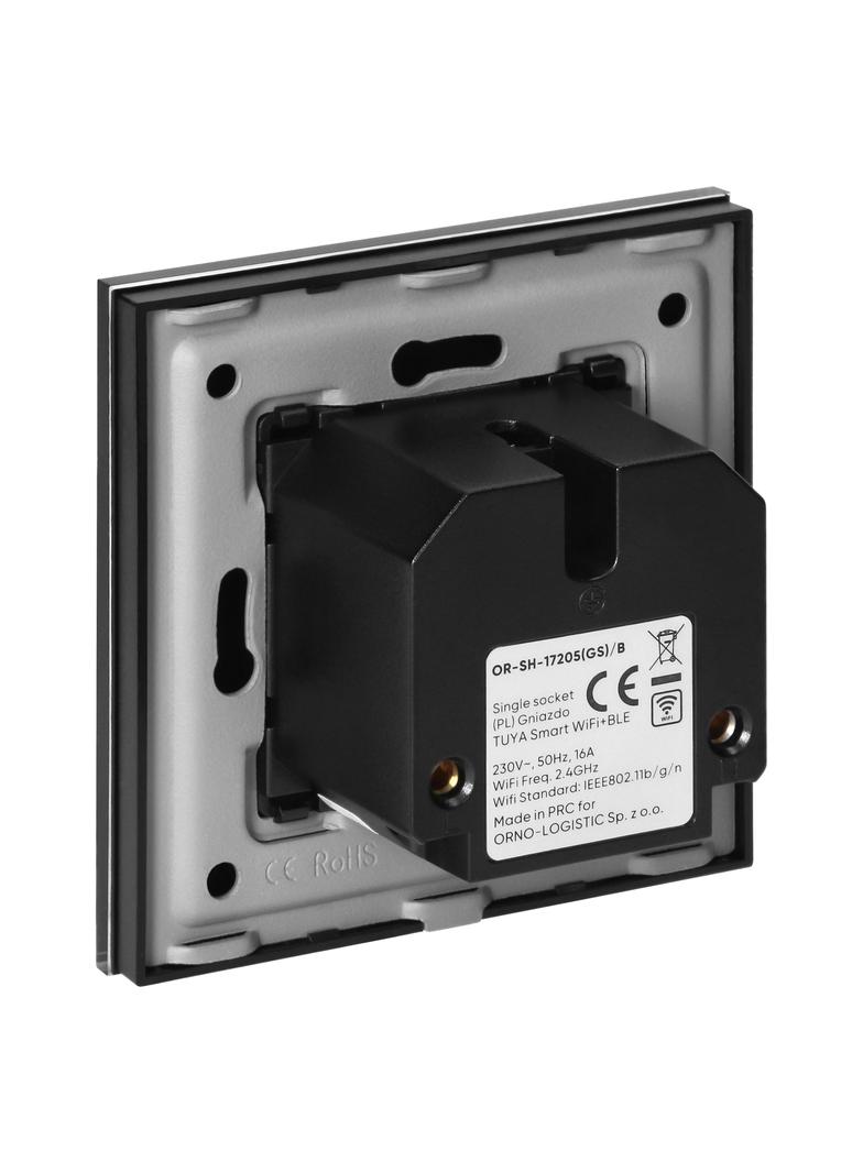 Gniazdo pojedyncze Tuya Smart Wi-Fi, Schuko, czarne OR-SH-17205(GS)/B ORNO