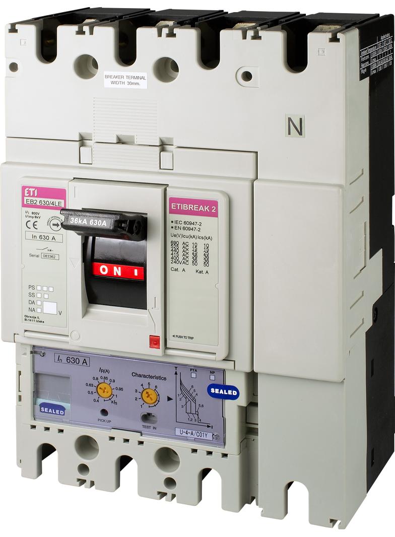 Wyłącznik mocy 36kA wyzw. elektroniczny EB2 630/4LE 630A 4p 004671122 ETI