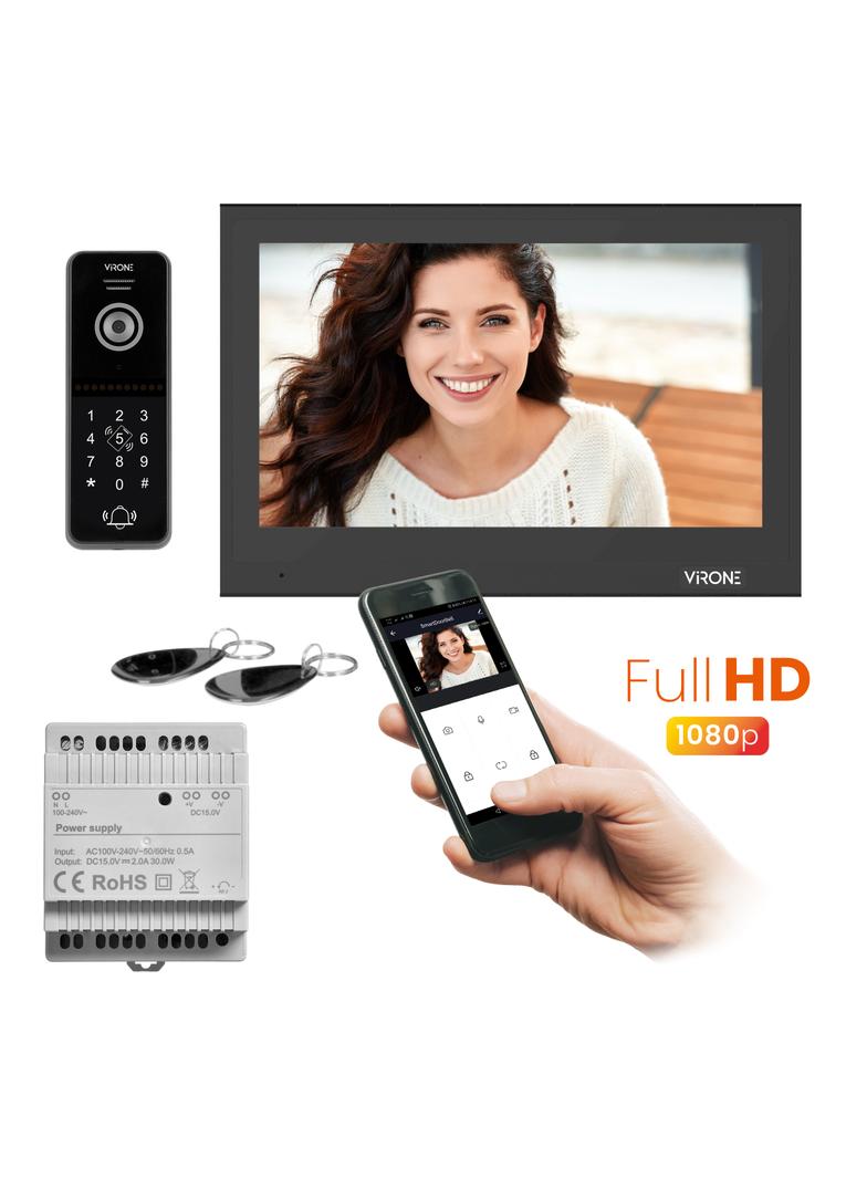 Zestaw wideodomofonowy bezsłuchawkowy monitor 10" LCD menu OSD WI-FI + APP na telefon z gniazde VDP-