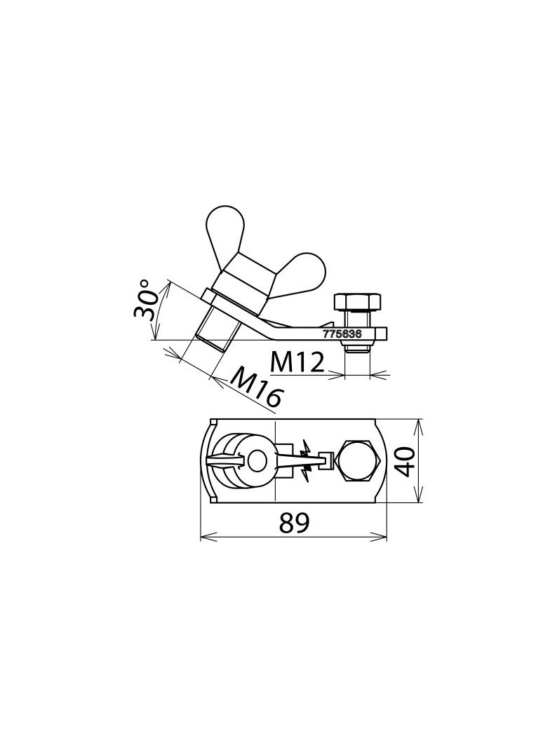 Element przyłączeniowy uziemiający ze śrubą motylkową M16