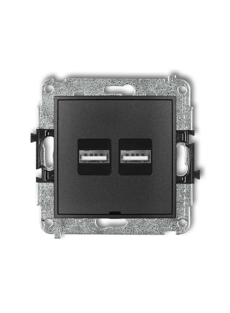 MINI Ładowarka USB podwójna 2xUSB A, 15,5W max., 5V, 3.1A, bez pola opisowego grafitowy 11MCUSBBO-6 KARLIK