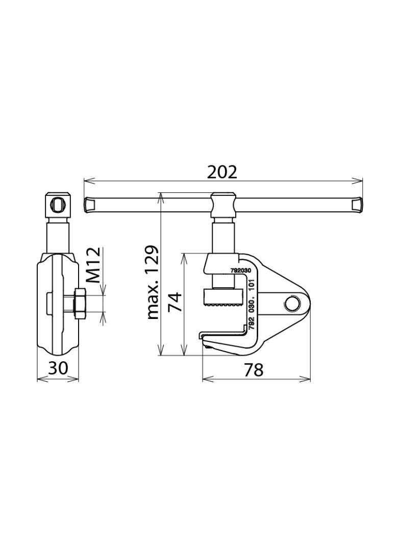 Zacisk uziemiający frezowany do profili płask. do 30 mm