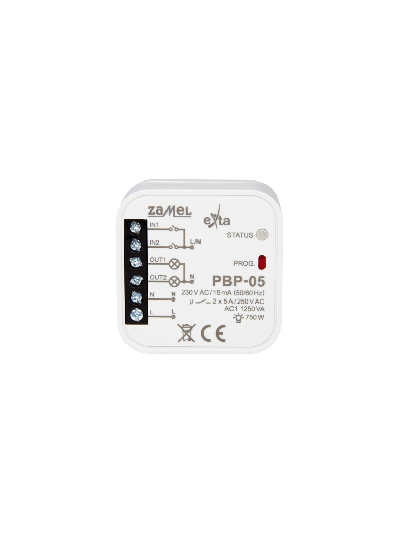 PRZEKAŹNIK BISTABILNY 2-KANAŁOWY DOPUSZKOWY 230 V AC TYP: PBP-05