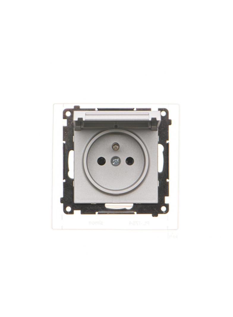 Simon 55 Gniazdo wtyczkowe do wersji IP44 z uszczelką szybkozłączka Klapka W kolorze pokrywy Aluminium mat TGZ1BCZ.01/143 KONTAKT