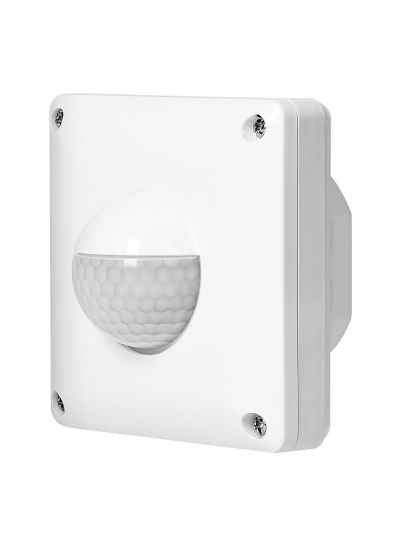 Czujnik ruchu, 2 i 3 żyłowy, 190 st. IP65, 500W, zasięg max. 20m, do puszki, biały
