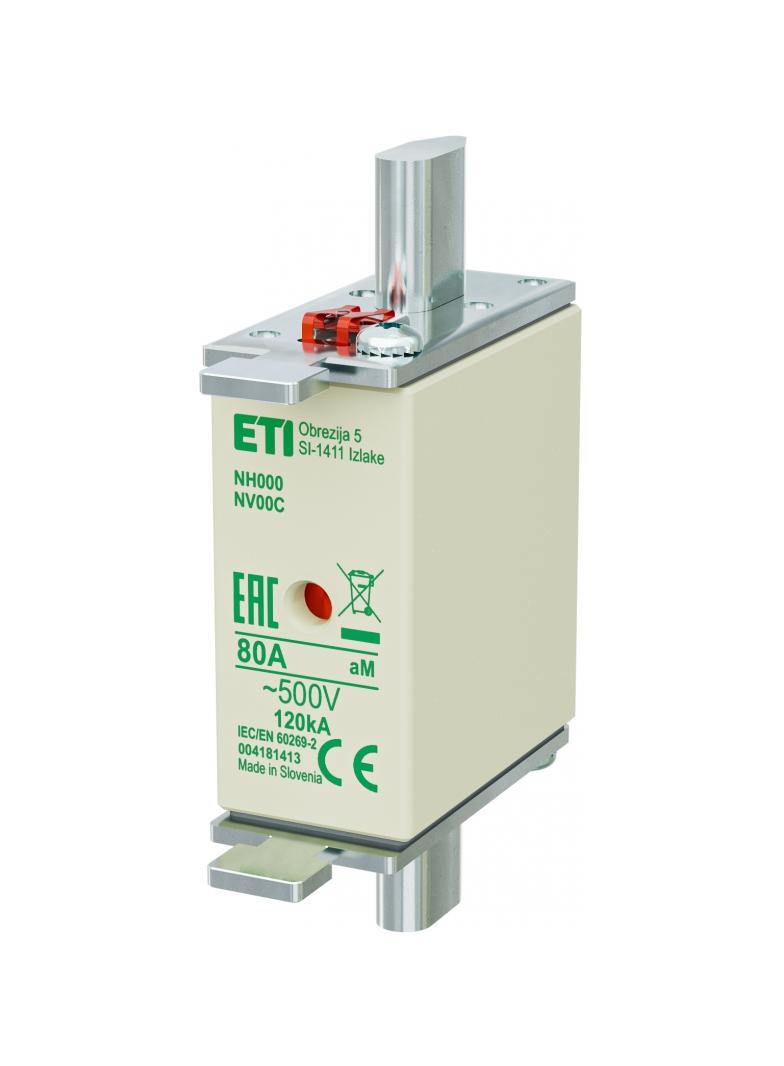 Wkładka topikowa NH silnikowa KOMBI NH000 WT-00C aM 80A 500V 004181413 ETI