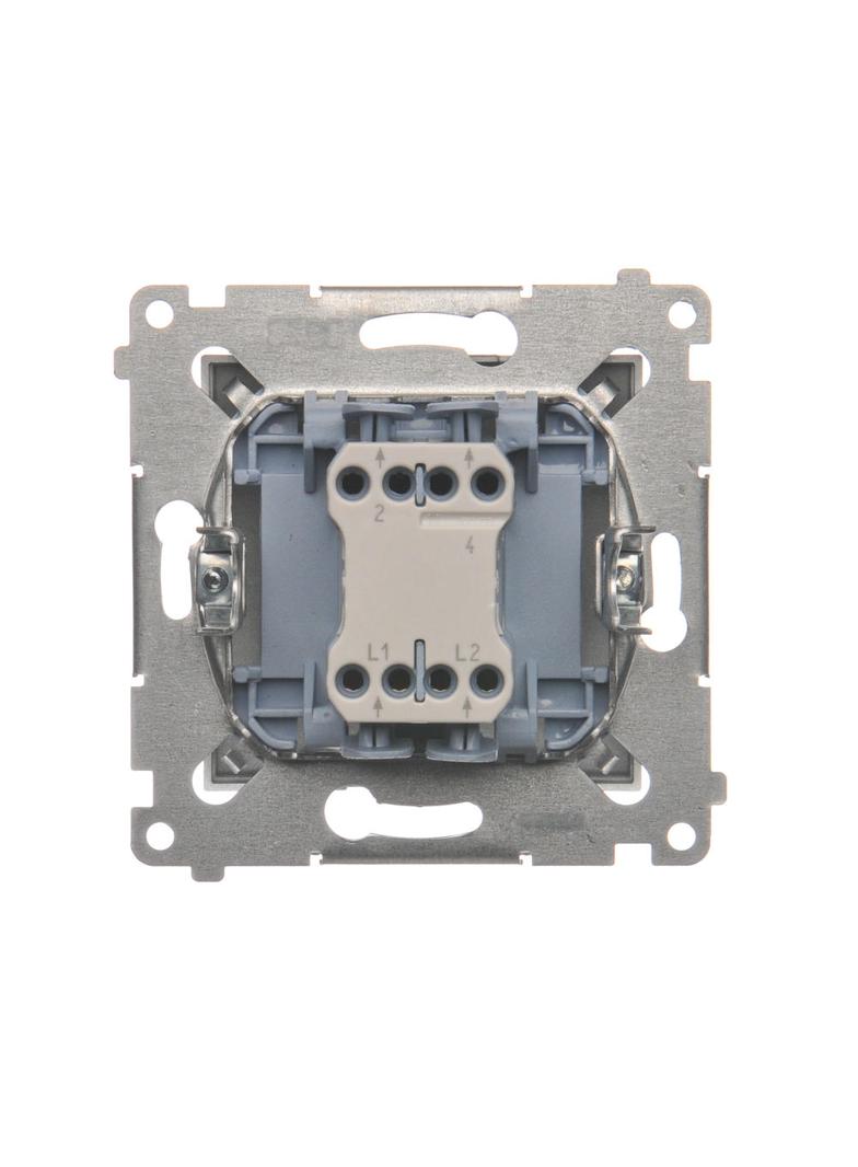 Simon 54 Łącznik dwubiegunowy z podświetleniem LED 10A 250V szybkozłączka srebrny mat DW2L.01/43 KONTAKT