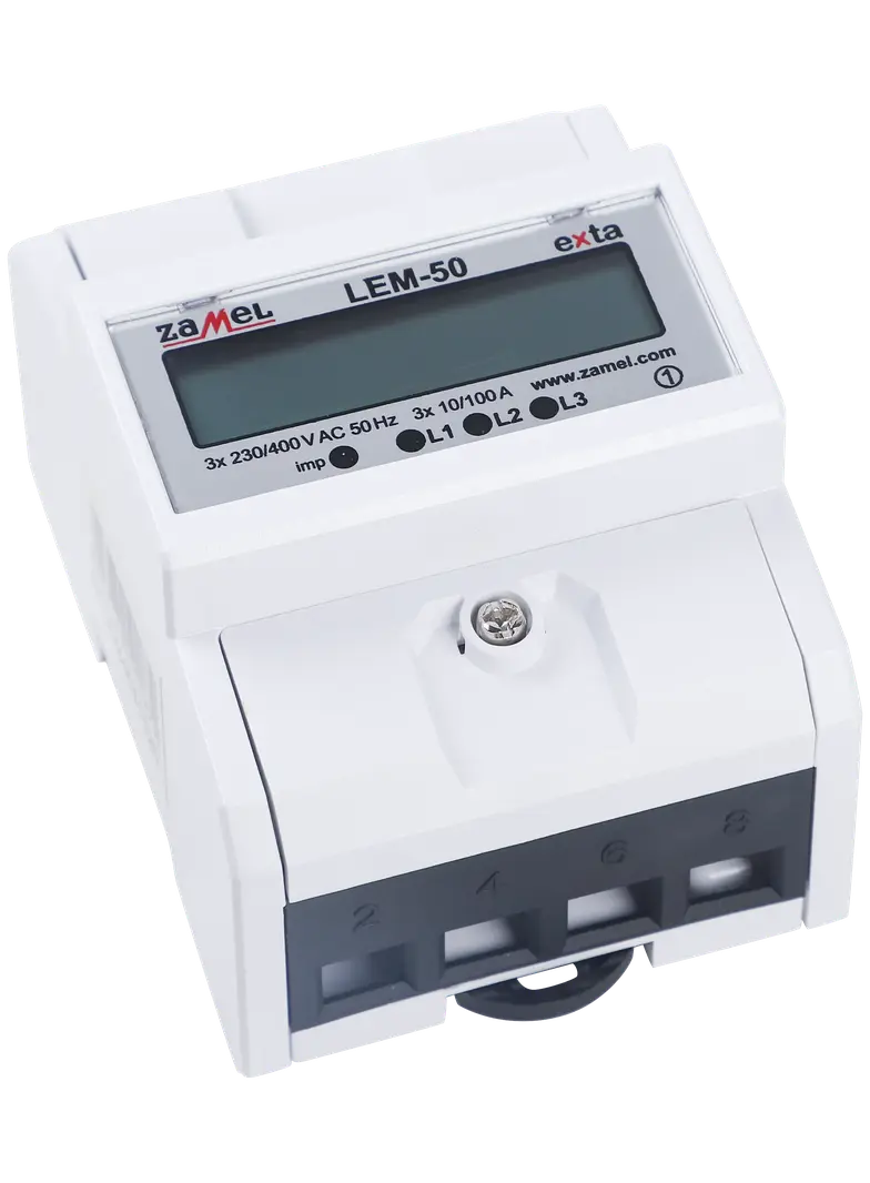 LICZNIK ENERGII ELEKTRYCZNEJ 3-FAZOWY LCD 100 A, 4-MOD TYP: LEM-50
