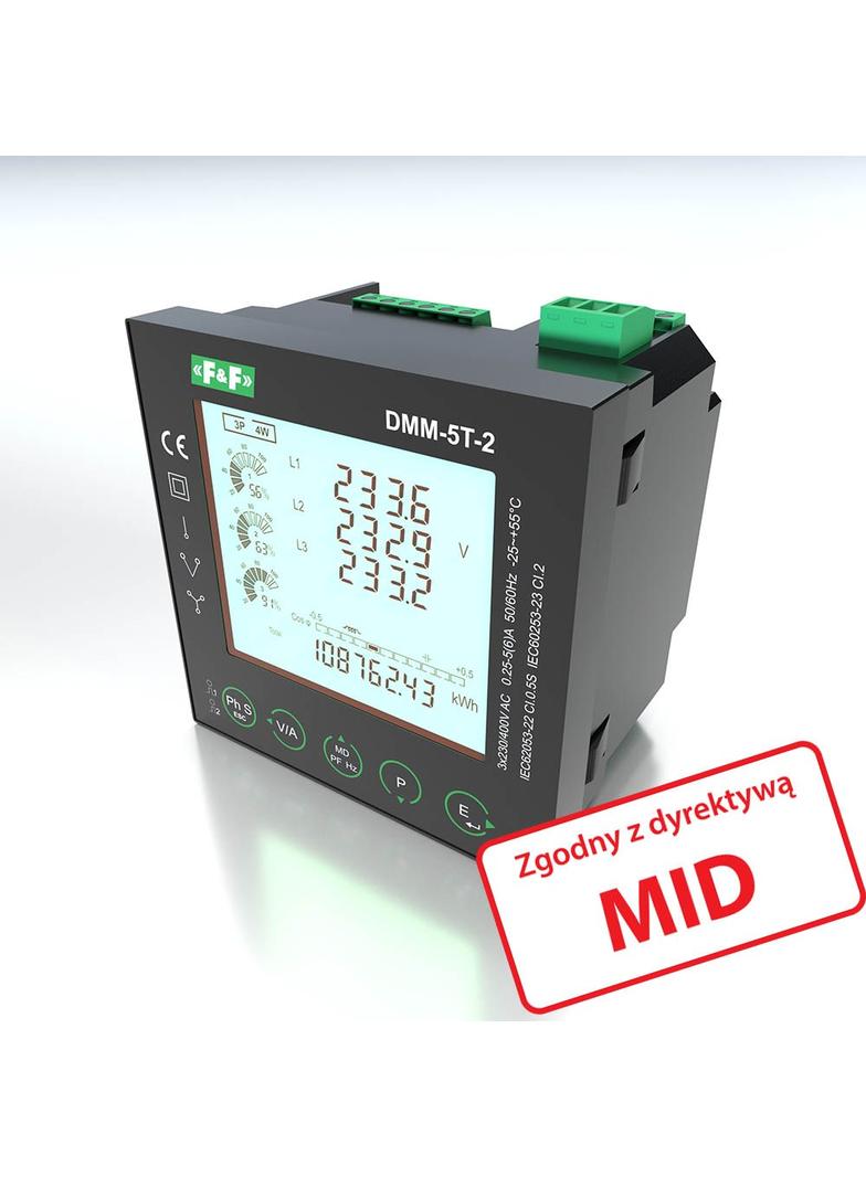 Multimetr panelowy z komunikacją Modbus RTU MID DMM-5T-2 F&F