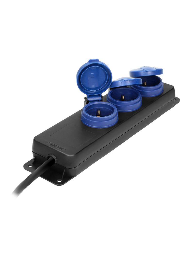 Przedłużacz warsztatowy bryzgoszczelny IP44, 3 gniazda 2P+Z schuko, przewód gumowy, H05RR-F 3x1,5mm2