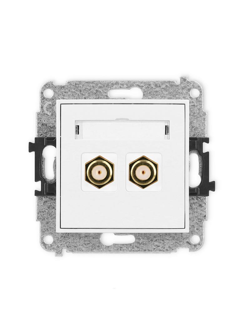 ICON Mechanizm gniazda antenowego podwójnego typu F (SAT) pozłacany biały