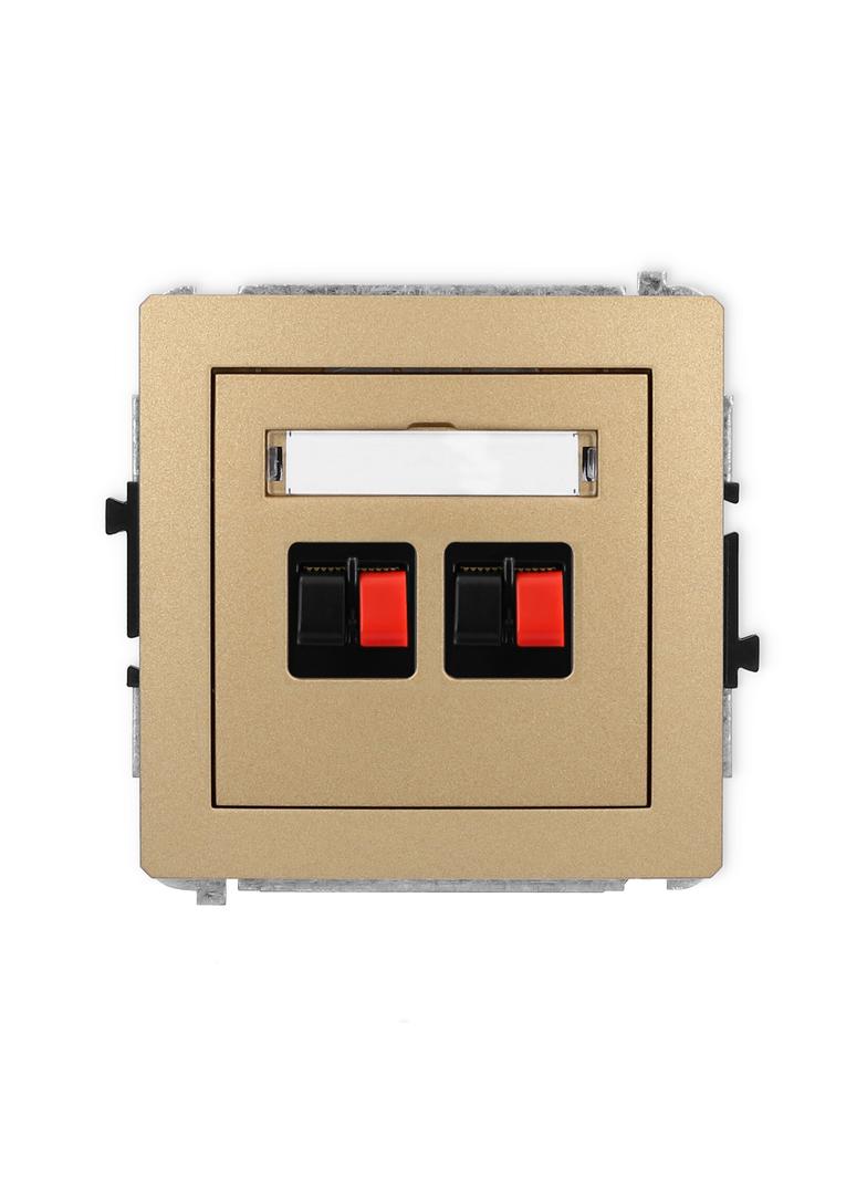 DECO Mechanizm gniazda głośnikowego podwójnego złoty metalik