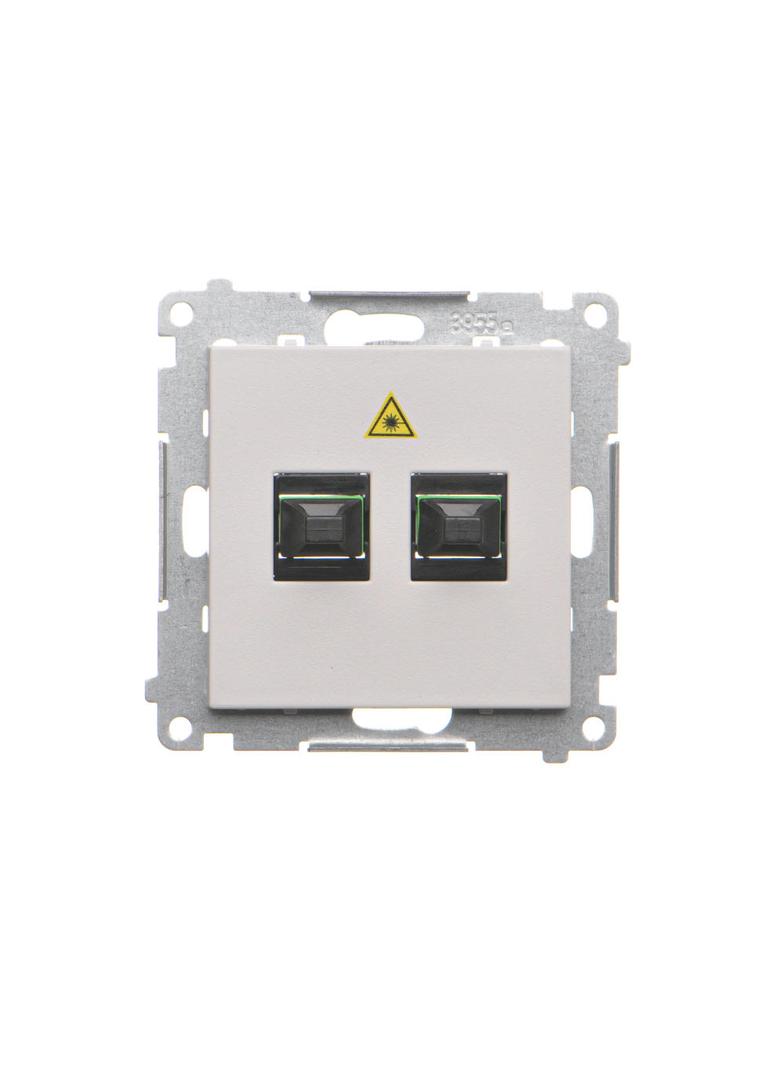 Simon 55 Gniazdo światłowodowe / optyczne podwójne SC/APC Jasnoszary mat