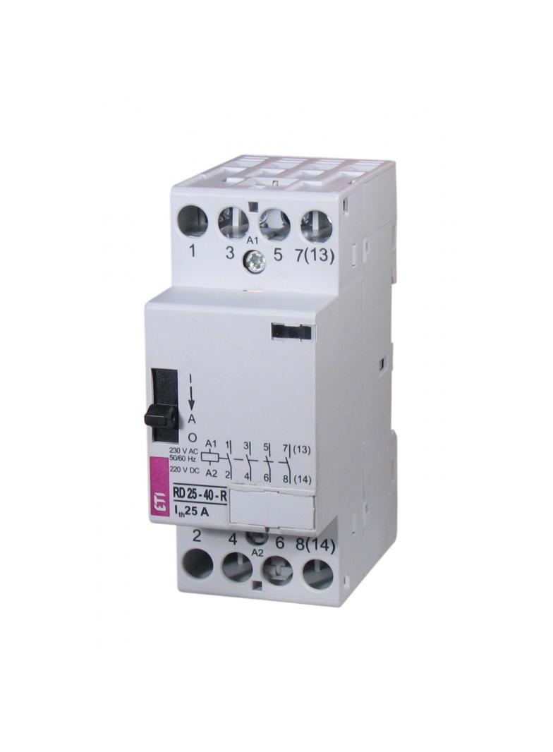 Stycznik modułowy ze sterowaniem ręcznym 25A 4R 2M 4P RD 25-04-R-230V AC/DC 002464066 ETI